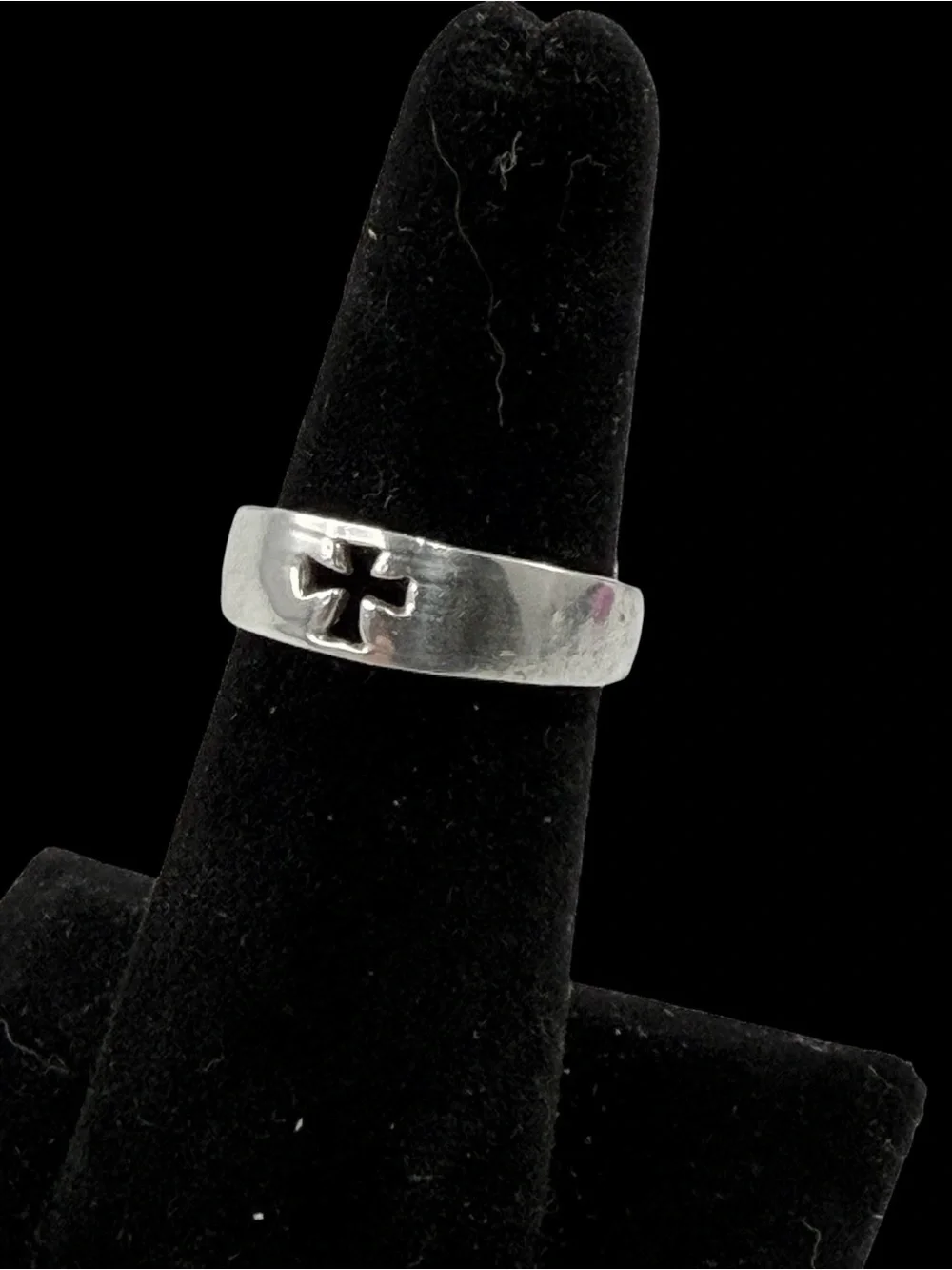 Vintage Sterling Silver 925 Cutout Cross Band Ring Size 7 Christian Jesus 7mm